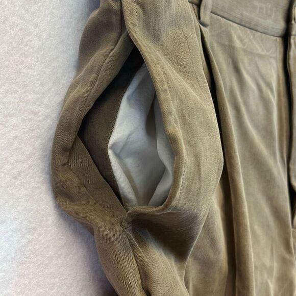 TOMMY BAHAMA Pants Men's Size 38x32 Brown Dress Silk Blend Pleated Front Casual - Picture 8 of 12